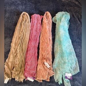 NWT Women’s Silk Scarves Bundle of 4 Assorted Colors & Materials One Size